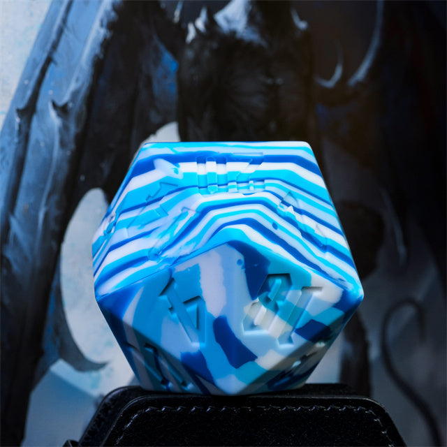 Large Arctic Blue Silicone d20 Dice 55mm | RPG Dice Novelty Piece