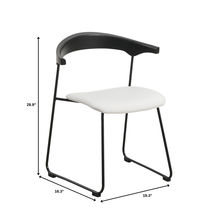 Chair with dimensions indicated on a white background.