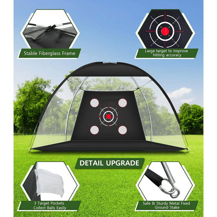 10x7FT Golf Practice Net with Mat and Target – Backyard Driving and Chipping Aid