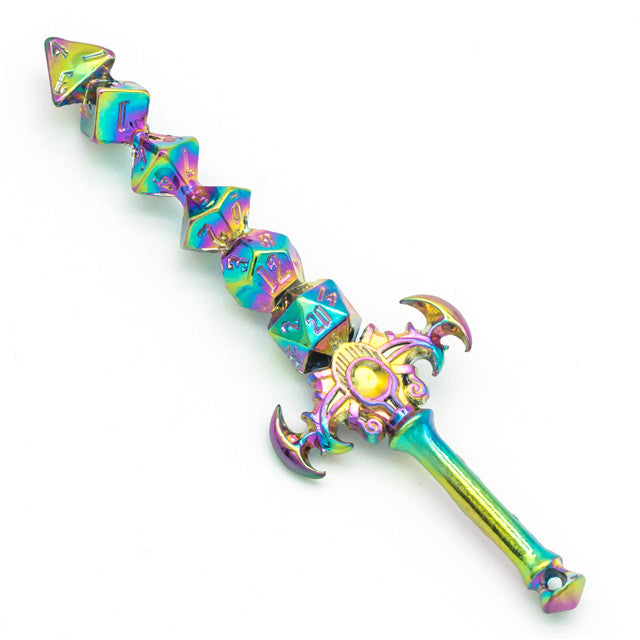 Dice Sword Rainbow 46mm x 9mm Trinket Novelty