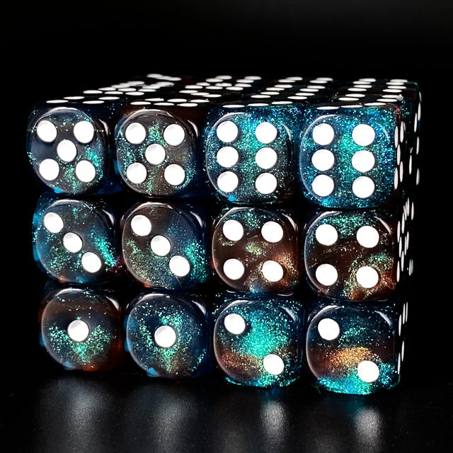 Red & Blue 16mm Glitter Pipped Dice (per die)