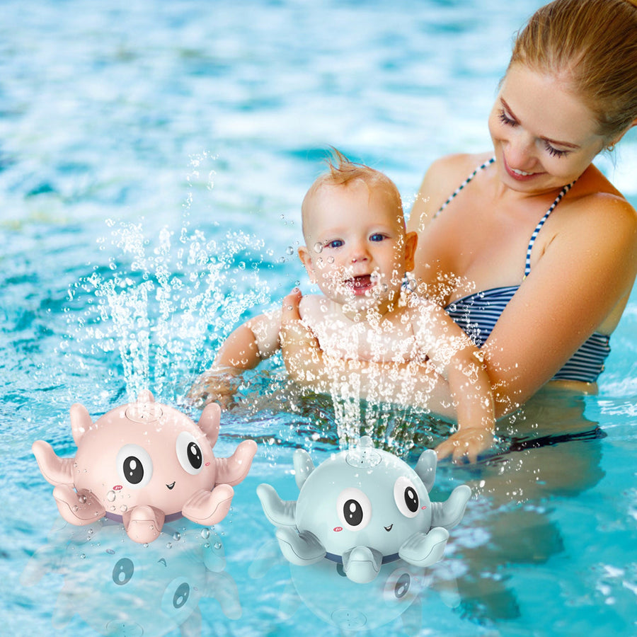 Automatic Water Spray Bath Toy Flashing Light-Up Octopus for Kids