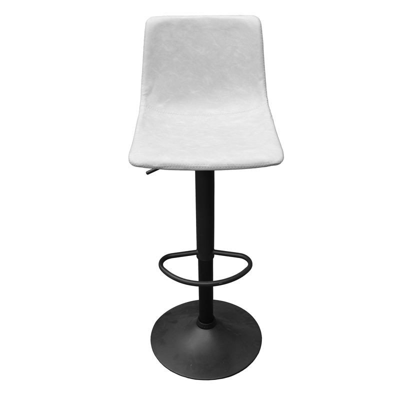 LeisureMod Tilbury Modern Adjustable Bar Stool with Footrest and 360-Degree Swivel in Light Grey Front View.