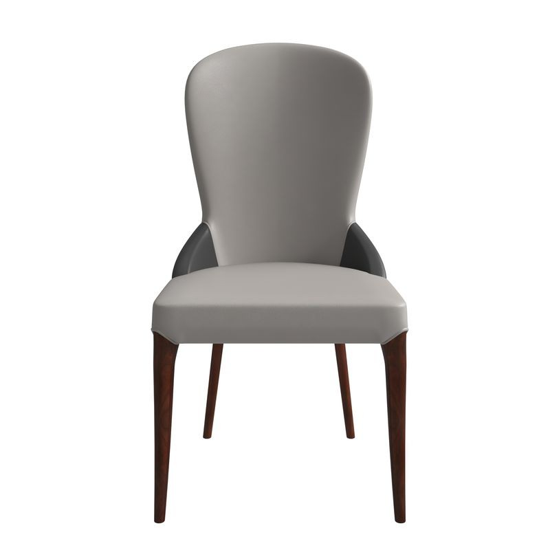 LeisureMod Havana Collection Modern Wooden Dining Chair in Grey Front View.