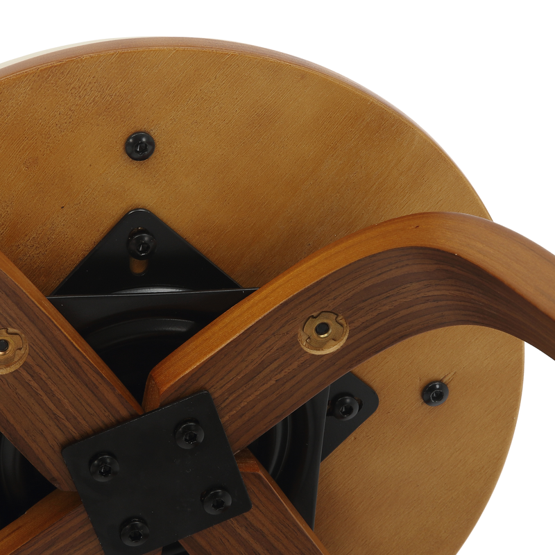 LeisureMod Wooden Counter Stool Pelya Collection Modern Style Walnut Color in Cream Bottom.