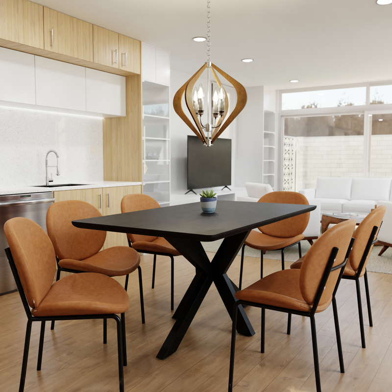 LeisureMod Servos Modern Dining Side Chair with Upholstered Faux Leather Seat and Powder Coated Iron Frame for Kitchen and Dining Room Dark Brown in Kitchen.