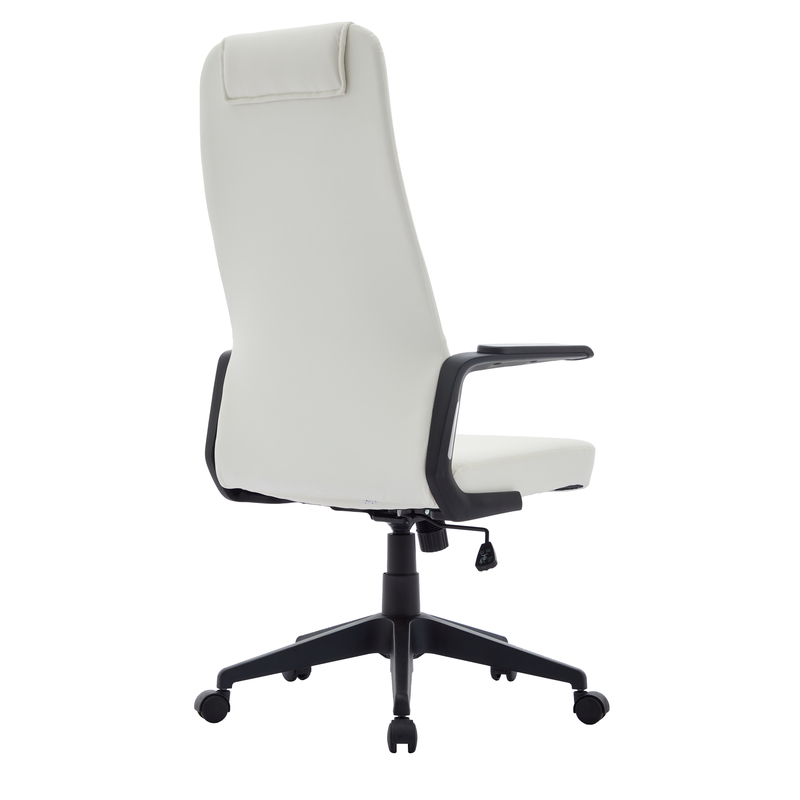 LeisureMod Nexa Collection Modern Office Chair in White Back View.