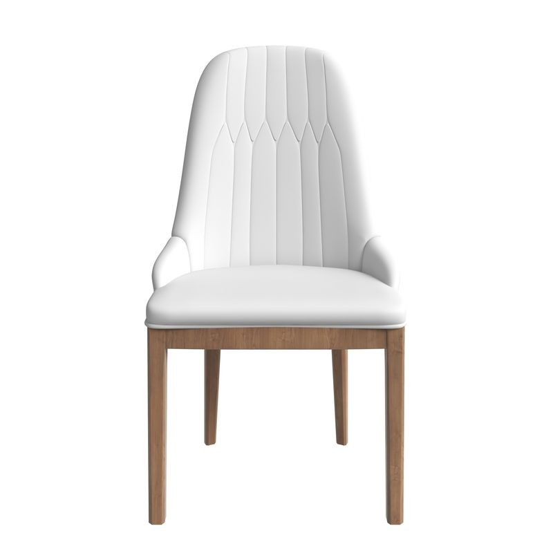 Leisuremod Verisma Collection Modern Wooden Dining Chair in White Front View.