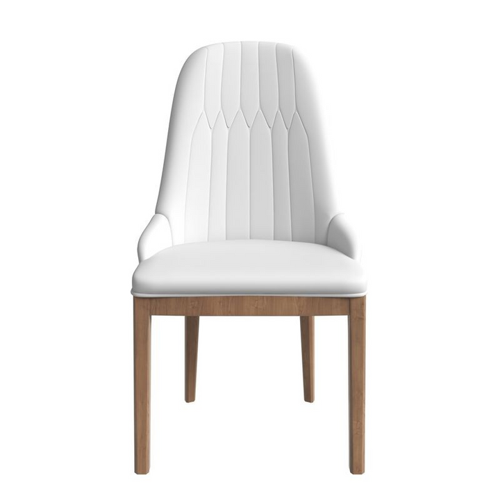 Leisuremod Verisma Collection Modern Wooden Dining Chair in White Front View.
