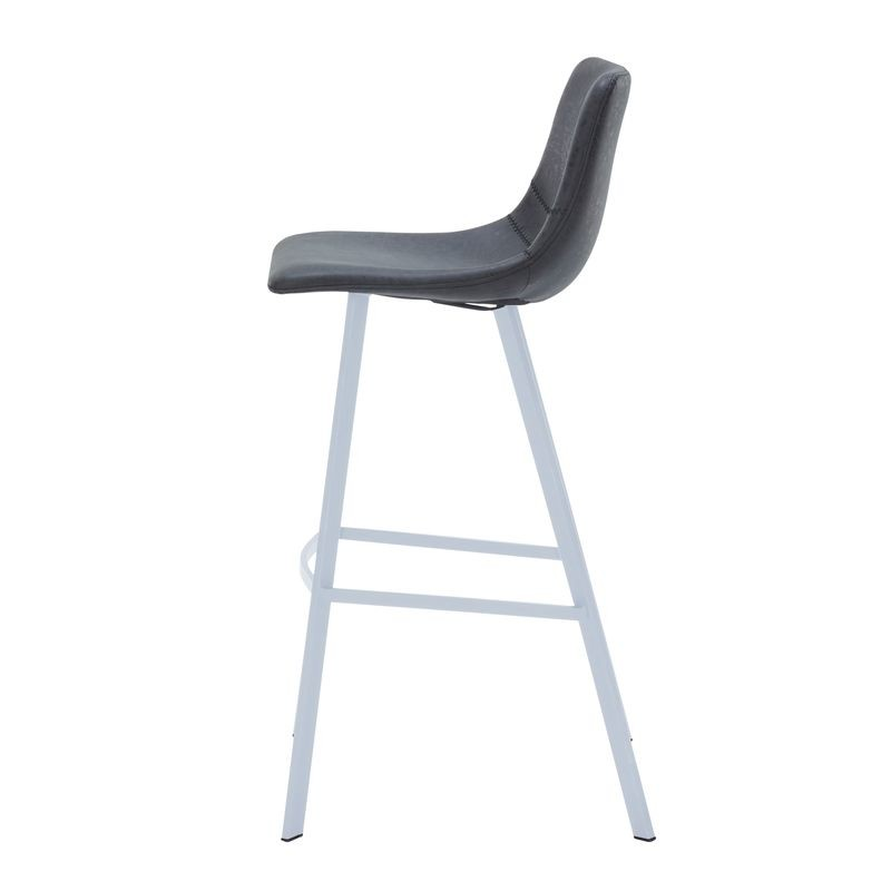 Elland Bar Stool Charcoal Black with White Base Side View.