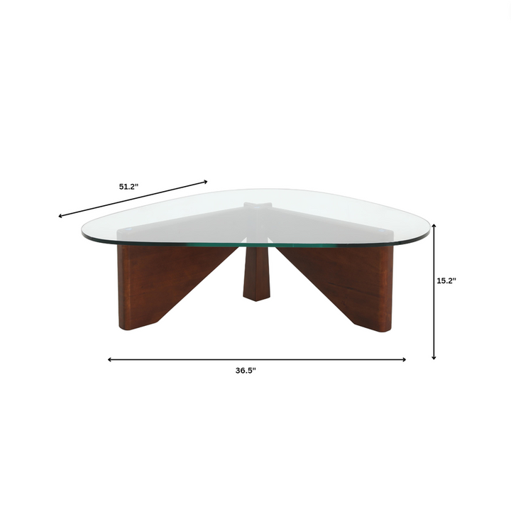 LeisureMod Imperial Triangle Coffee Table Dark Walnut Dimensions.