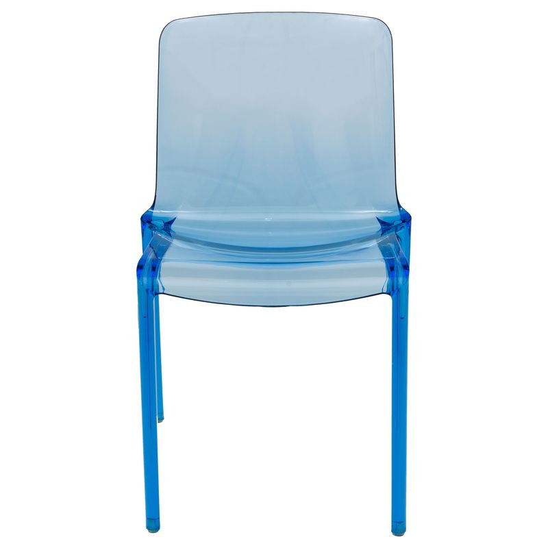 LeisureMod Murray Modern Dining Chair Transparent Blue Front View.
