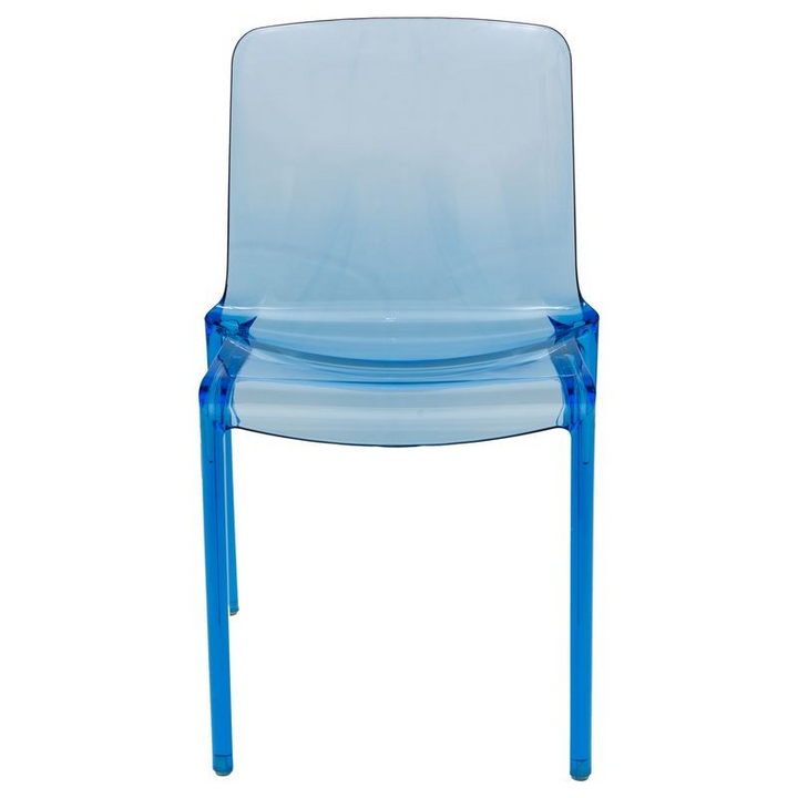 LeisureMod Murray Modern Dining Chair Transparent Blue Front View.