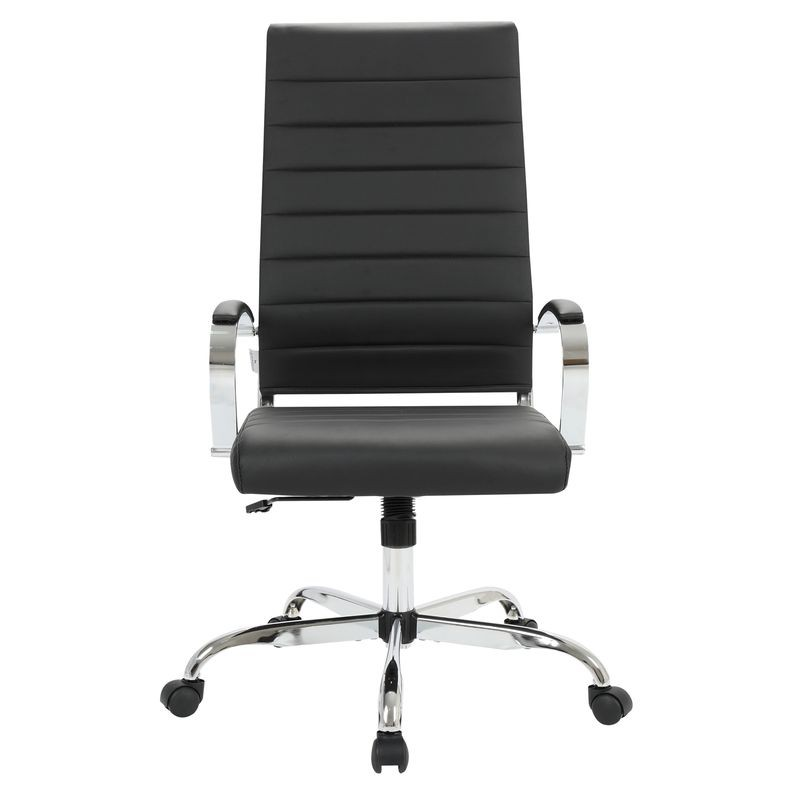 LeisureMod Benmar High-Back Leather Office Chair Black Front View.