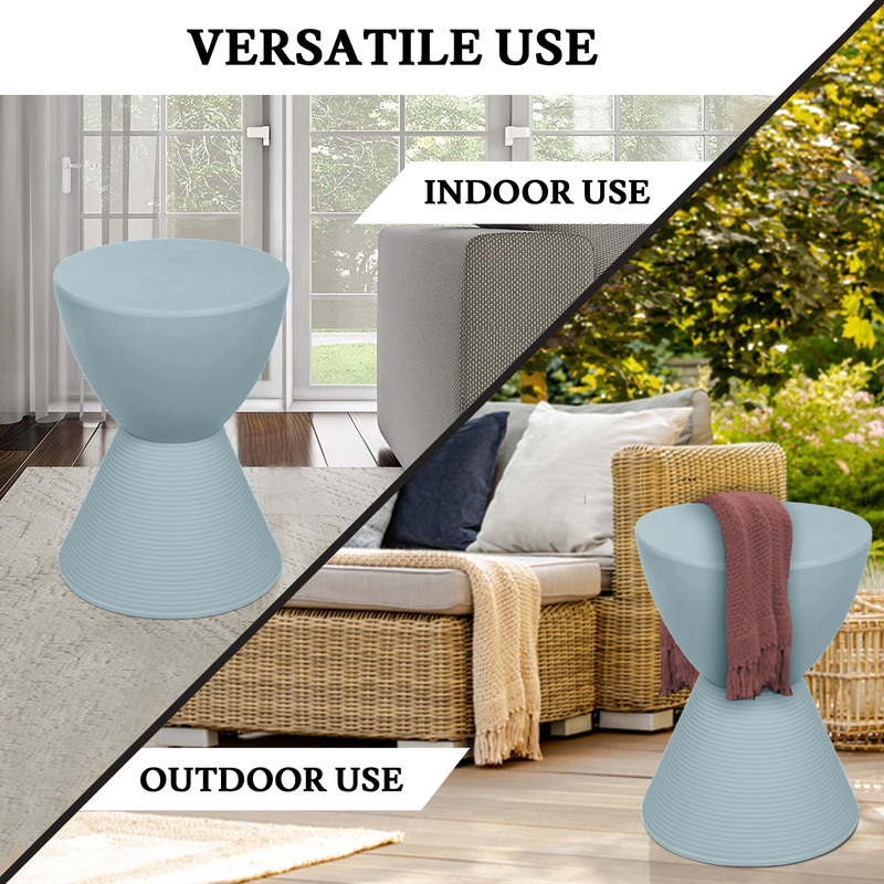 LeisureMod Modern Round Boyd Side Table Dusty Blue Versatile Use.