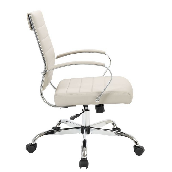 LeisureMod Benmar Leather Office Chair Tan Side View.