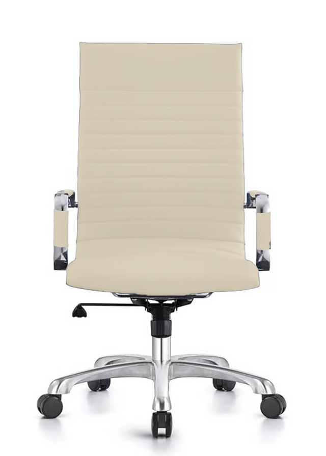 LeisureMod Harris High-Back Office Chair with Swivel Tan Front View