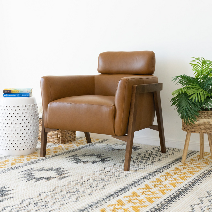 Kayson Tan Leather Lounge Chair Photo.