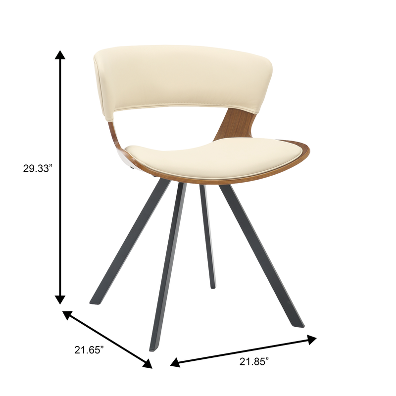 Beige chair with dimensions labeled on a white background.