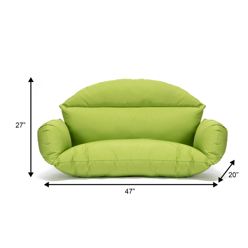 LeisureMod Hanging 2 Person Egg Swing Cushion Light Green Dimensions.