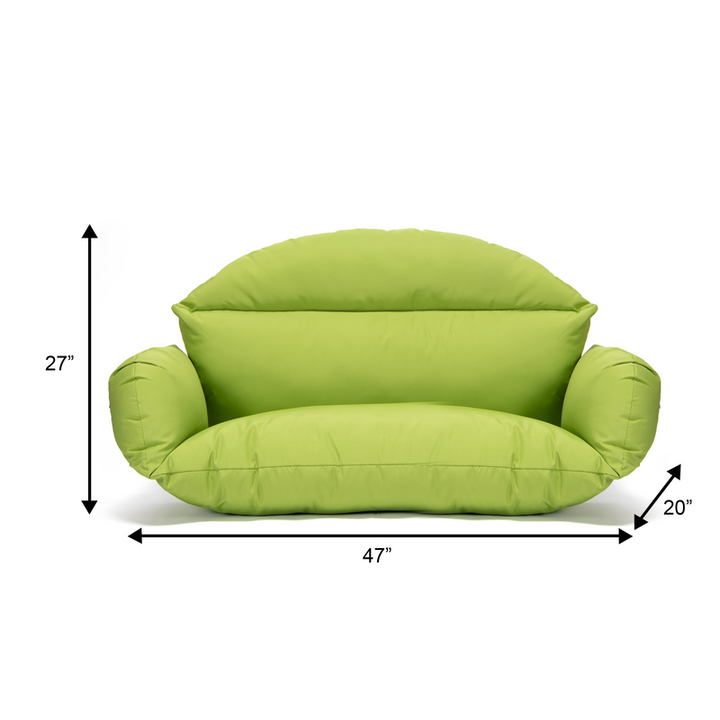 LeisureMod Hanging 2 Person Egg Swing Cushion Light Green Dimensions.