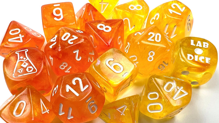 Borealis® Polyhedral Canary/white Luminary™ 7-Die Set (with bonus die)