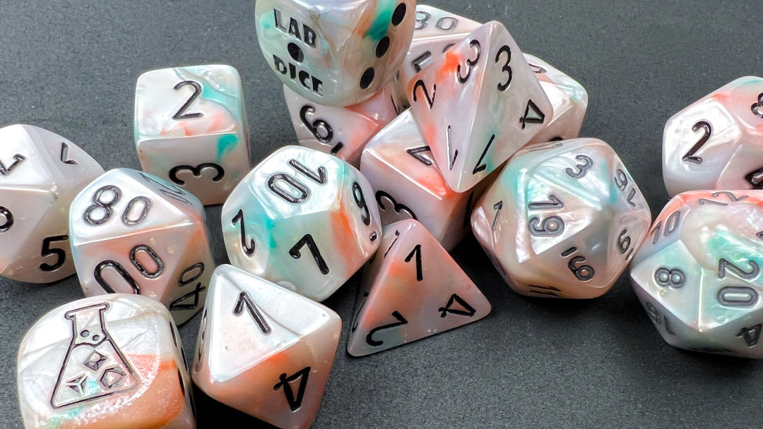 Lustrous® Polyhedral Sea Shell/black Luminary™ 7-Die Set (with bonus die)