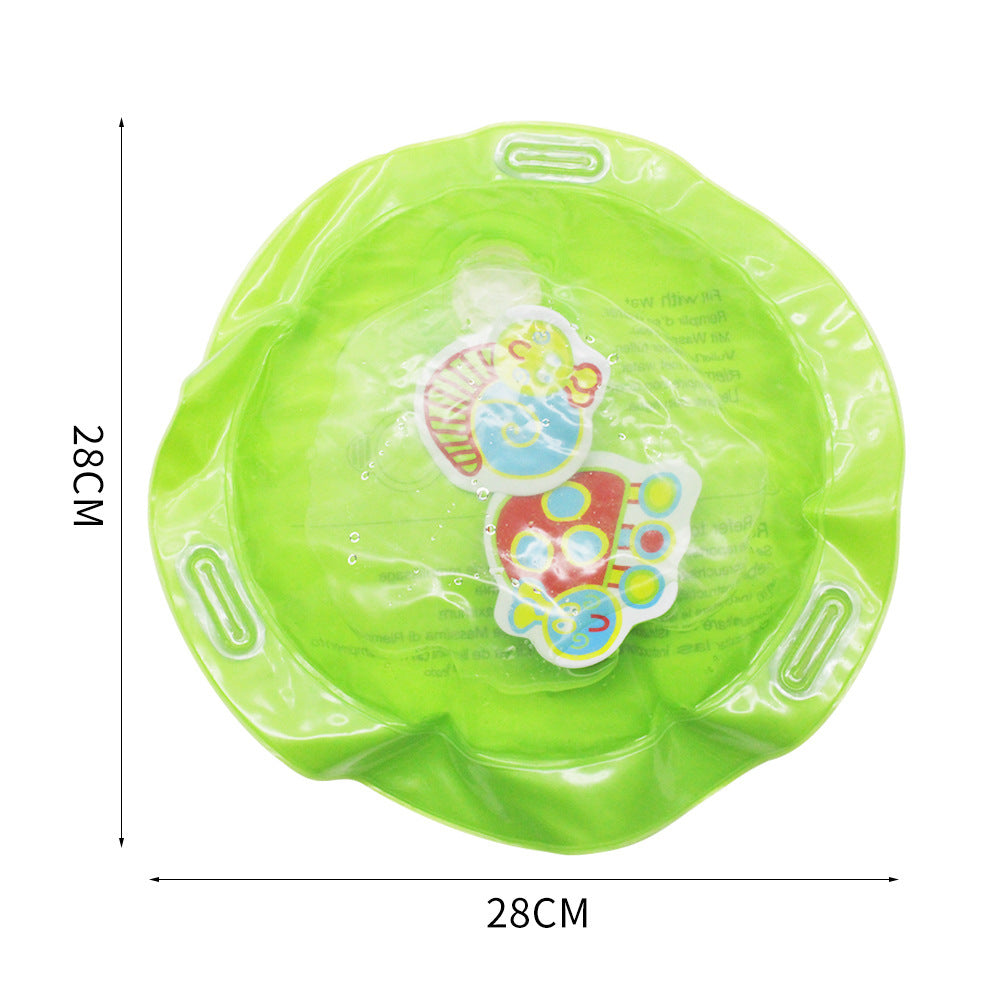 Green inflatable ring with brand logo and dimensions on a white background.
