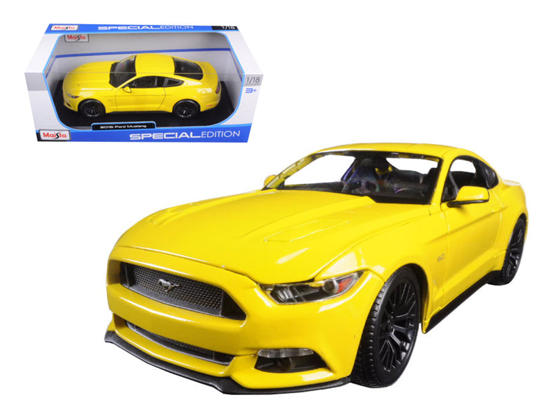 2015 Ford Mustang GT 5.0 Yellow 1/18 Diecast Model Car by Maisto