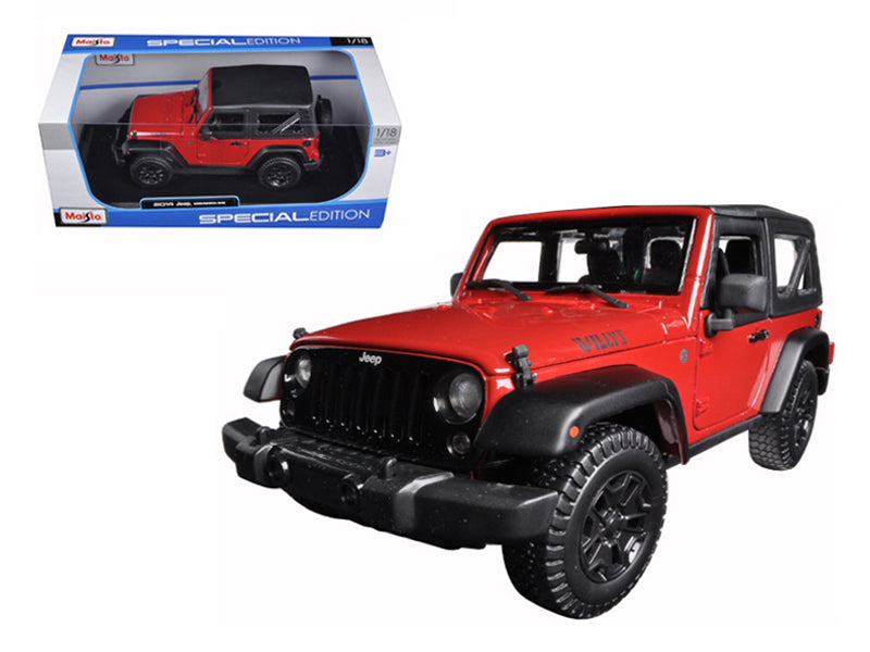 2014 Jeep Wrangler Willys Red 1/18 Diecast Model Car by Maisto 