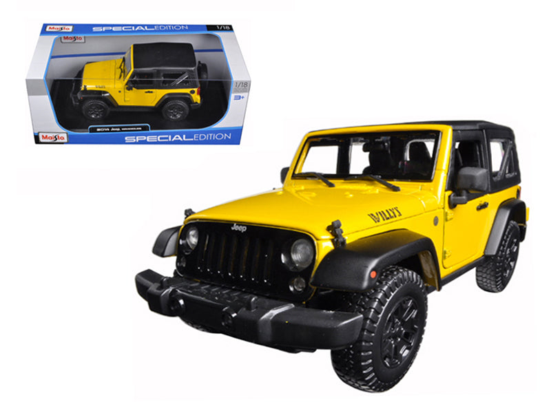 2014 Jeep Wrangler Willys Yellow 1/18 Diecast Model Car by Maisto 