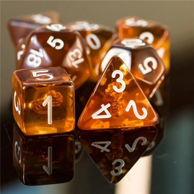 Monk (Fist) Clear Golden Dice w/ Golden Fist 7-Dice Set Rpg