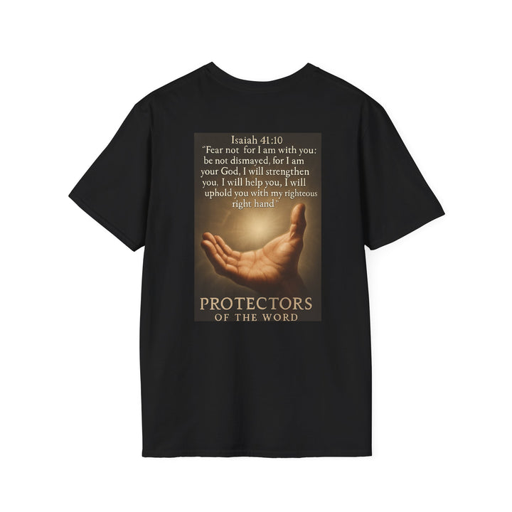 Christian Scripture T-Shirt — Matthew 18:20 and Isaiah 41:10 Faith Tee