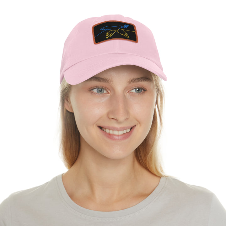 Dove and Leaf Dad Hat with Leather Patch (Rectangle)