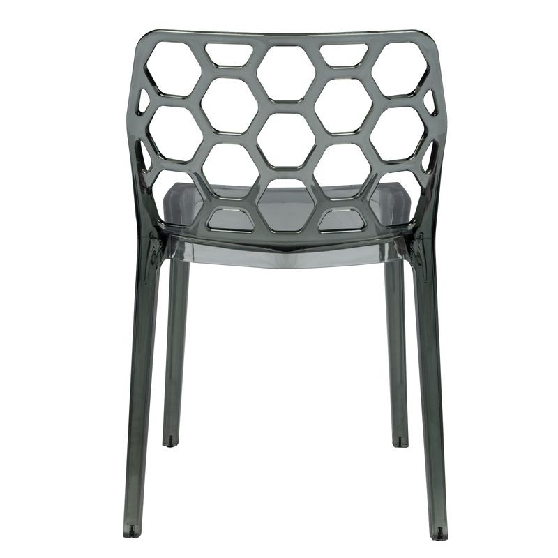 LeisureMod Modern Dynamic Dining Chair Transparent Black Back Photo.