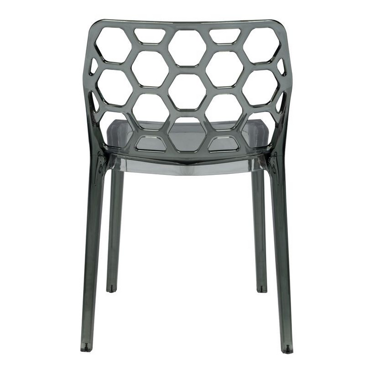 LeisureMod Modern Dynamic Dining Chair Transparent Black Back Photo.