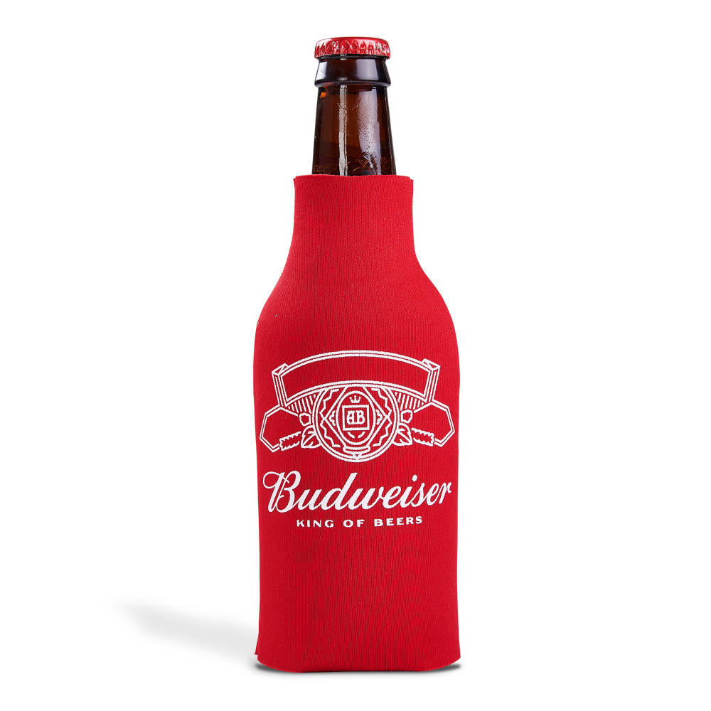 Budweiser Bottle Coolie Beer Cooler Fits 12 oz Bottle Can Zip-Can