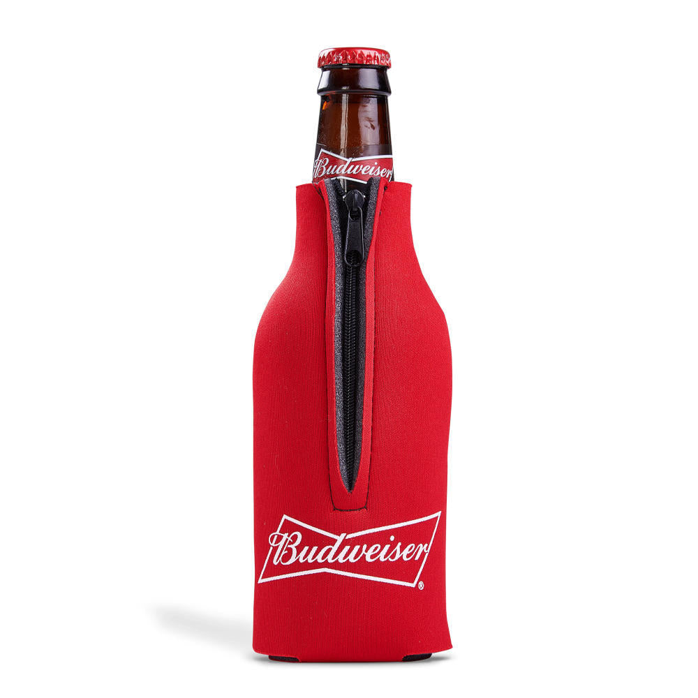 Budweiser Bottle Coolie Beer Cooler Fits 12 oz Bottle Can Zip-Can