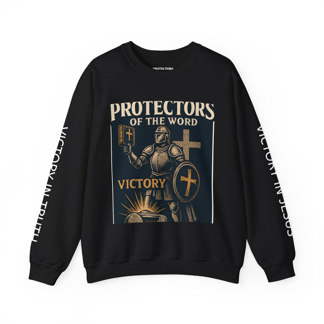 Knight Shield Crewneck Sweatshirt — "Protectors of the Word Victory"