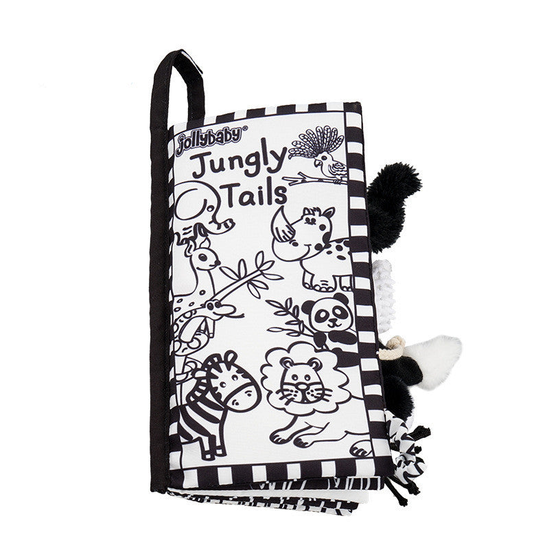 Jolly baby Jungle Tails product with black and white design on a white background.