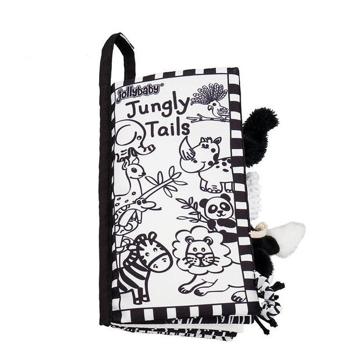 Jolly baby Jungle Tails product with black and white design on a white background.