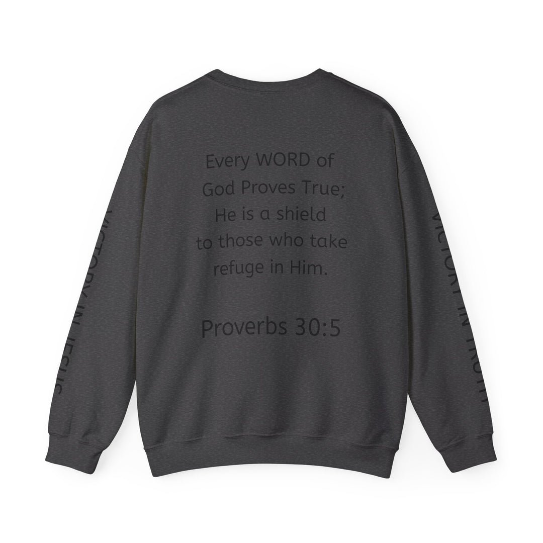 Knight Shield Crewneck Sweatshirt — "Protectors of the Word Victory"