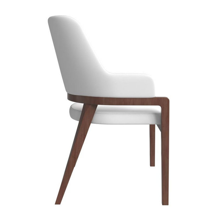 Leisuremod Ethora Collection Modern Wooden Dining Chair in White Side View.