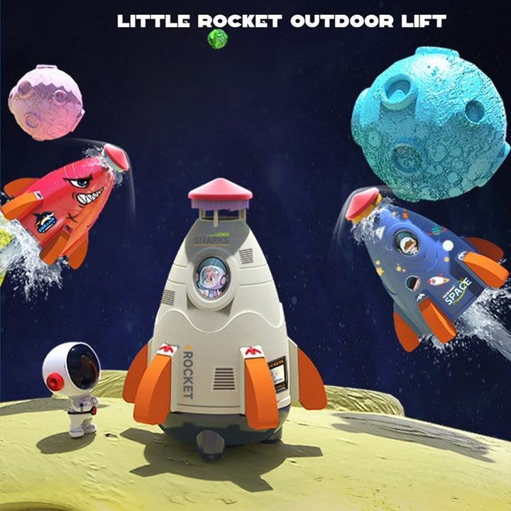 Kids Space Rocket Sprinkler Spinning Water Spray Toy