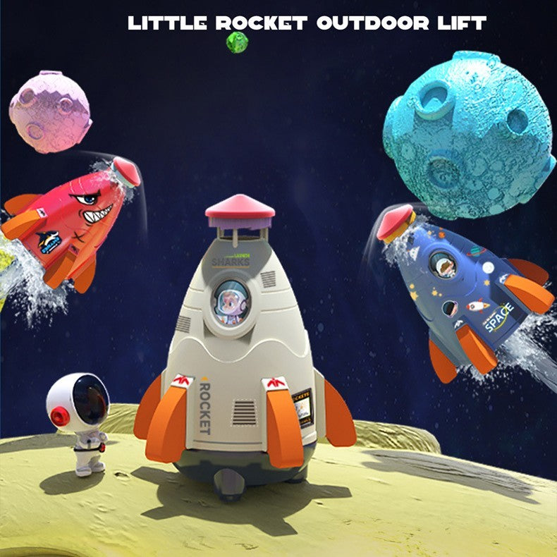 Kids Space Rocket Sprinkler Spinning Water Spray Toy