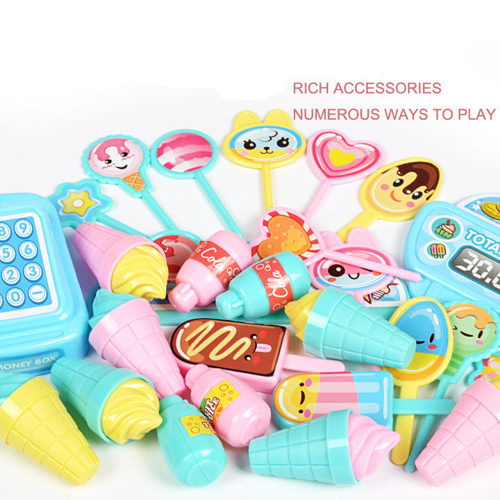 Colorful toy set with various accessories on a white background.