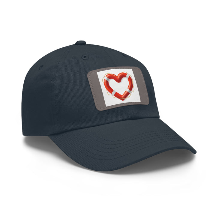 Heart Life Raft Dad Hat with Leather Patch (Rectangle)