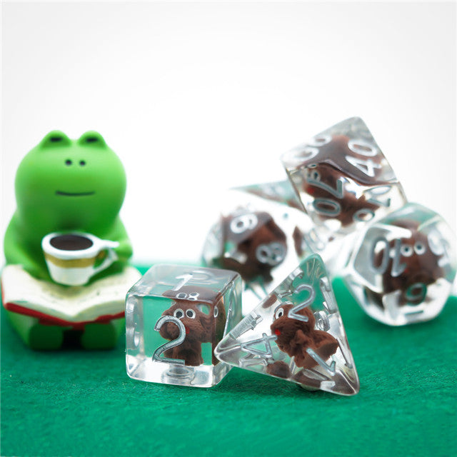 Teddy Dog Dice 7-Dice Set Resin Dungeons and Dragons Dice