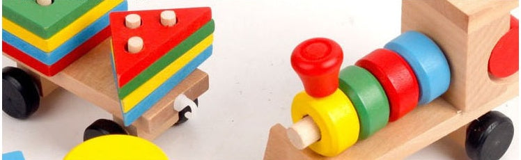 Wooden Train Toy – Educational Puzzle Blocks for Kids and Toddlers