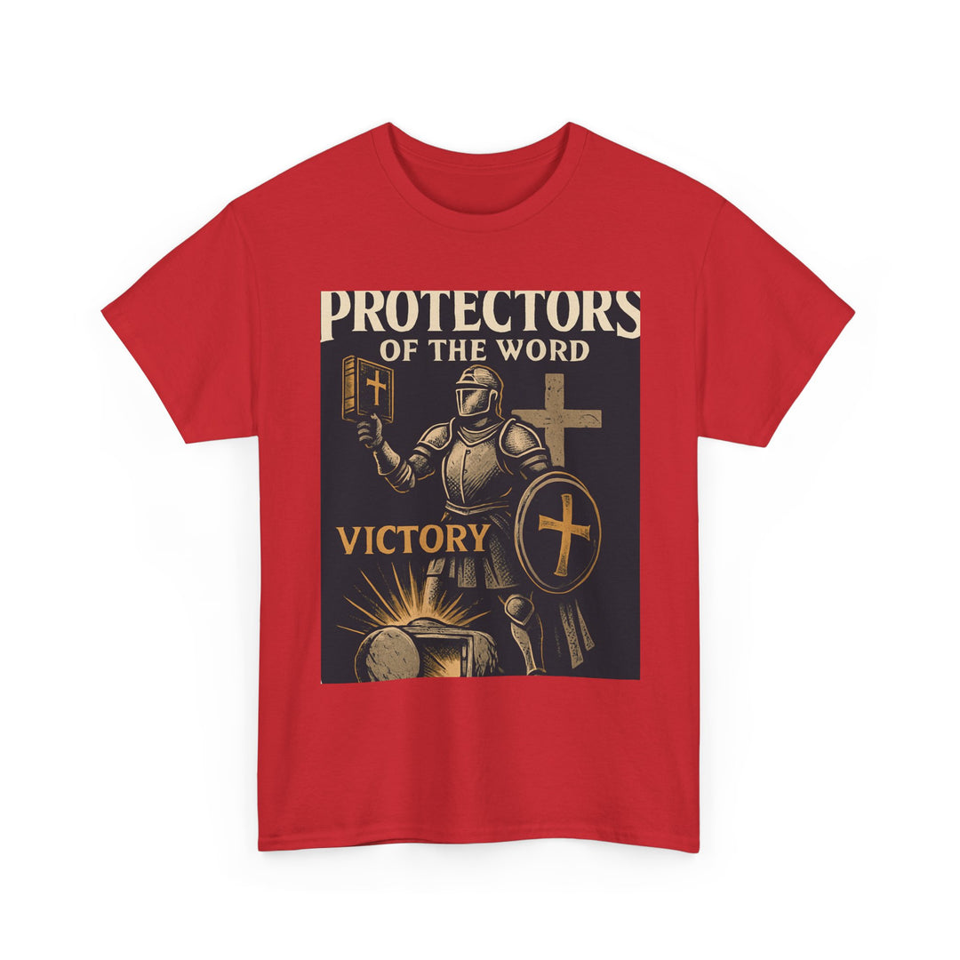Protectors of the Word Christian T-Shirt No Sleeve Design — 'Victory' Knight Design with John 14:6 Scripture